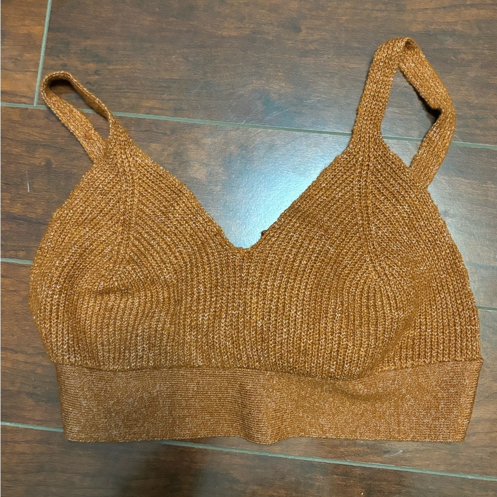 FOREVER21 Brown Knit Bralette with bow on back